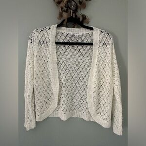 Cloude Chaser Women's Size L White Open Knit Cardigan Sweater Soft Casual NWOT